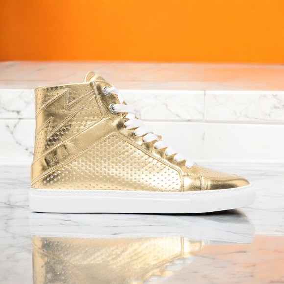 NWOB Zadig & Voltaire High Flash Metallic Sneakers Size 40 $478 - Picture 1 of 5